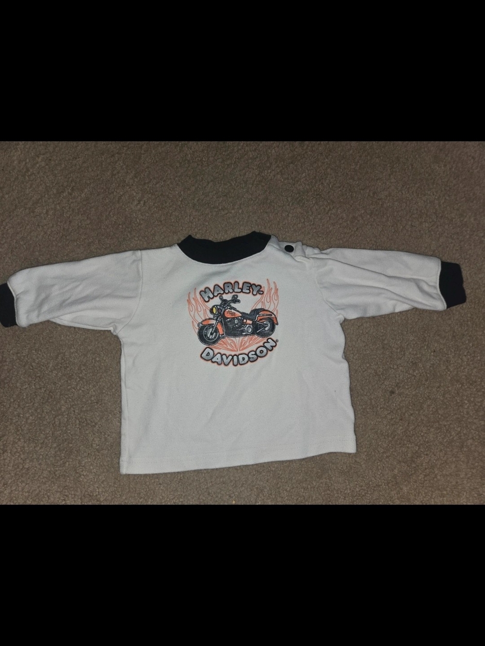 Harley-Davidson White & Black Kids Motorcycle Long-Sleeve Top